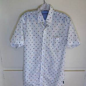 IZOD White Patterned Men's Shirt